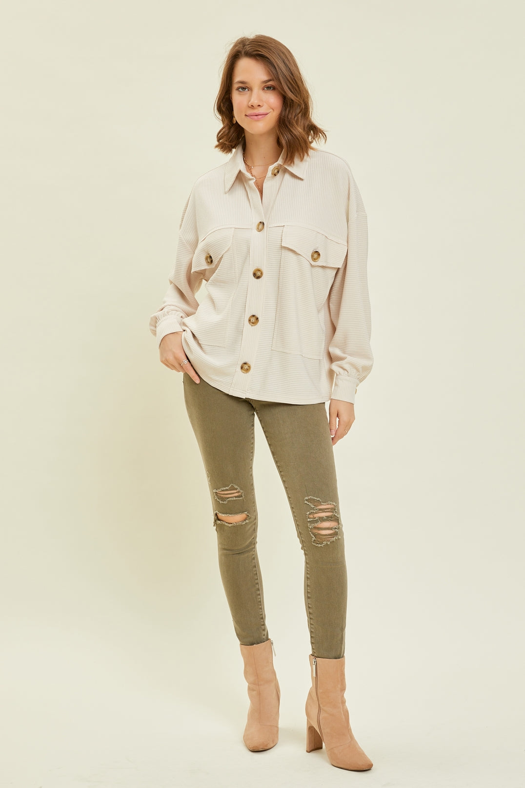 Textured Rib Oversized Shirt