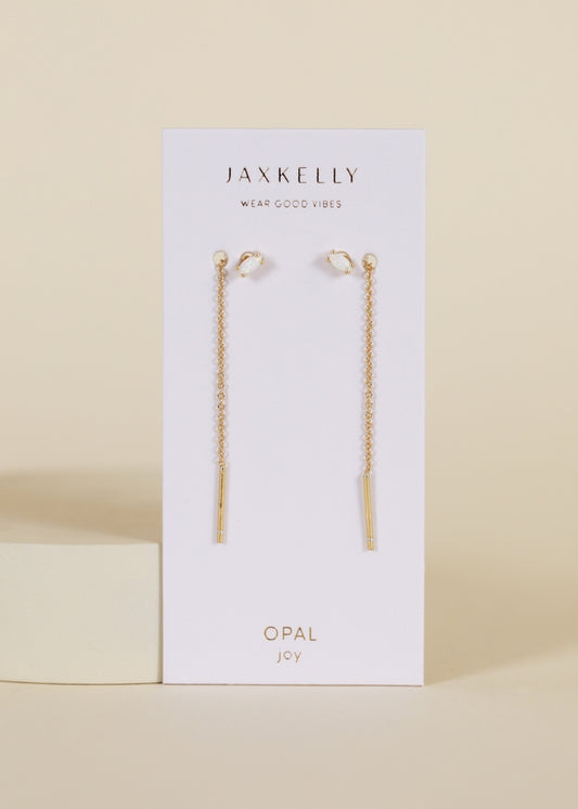 White Opal Studded Threader Earring