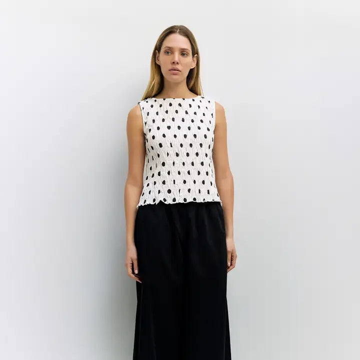 The Natalie Top | Smocked Polka Dot Top