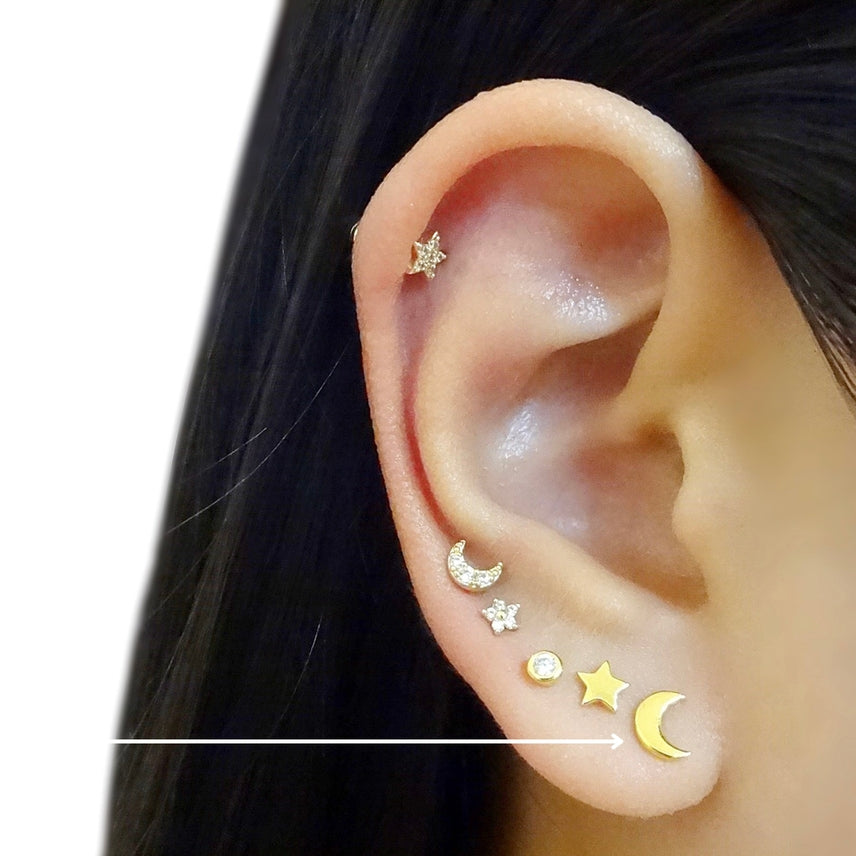 Moon Screw Flat Back Cartilage Earrings