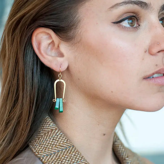 Malachite Notch Earrings