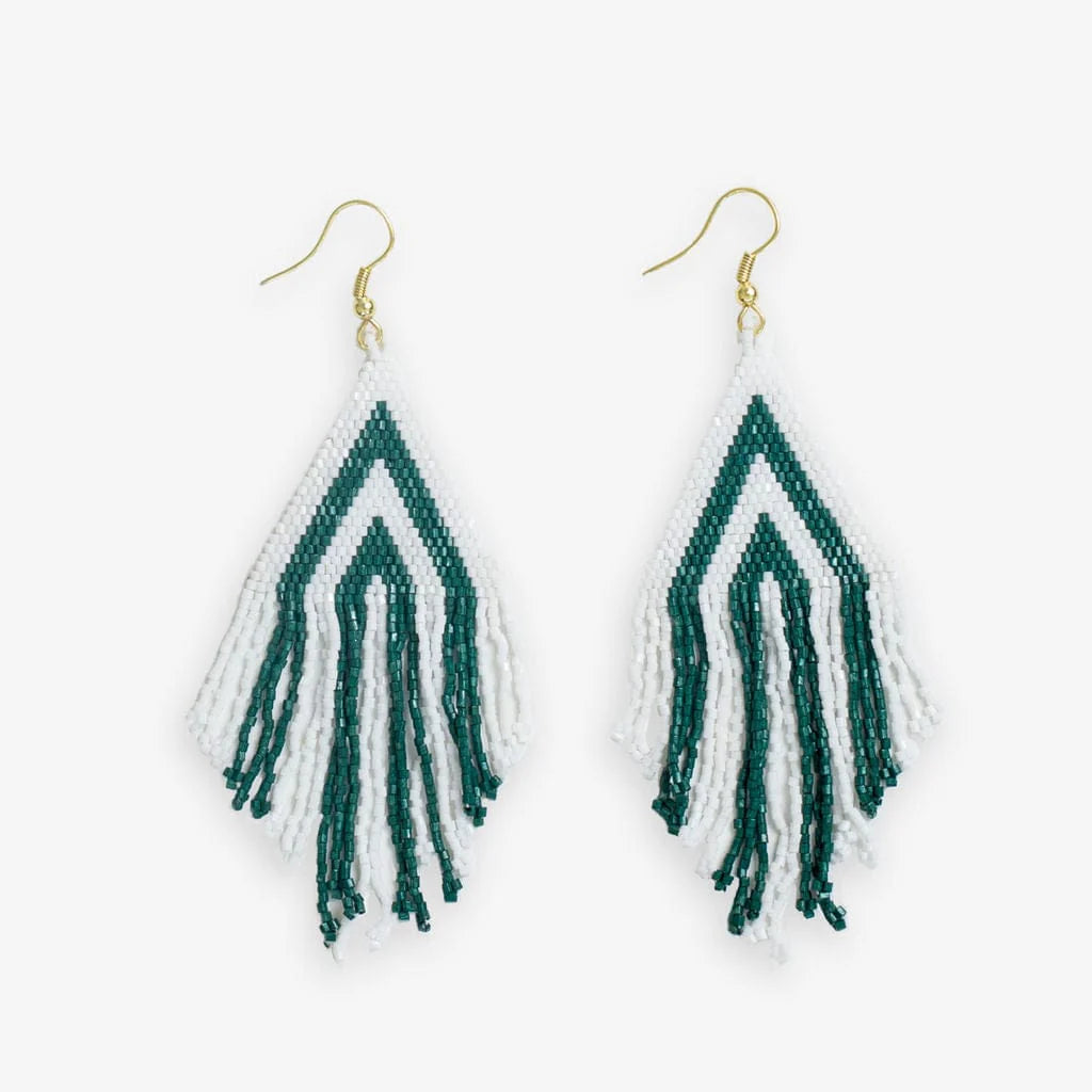 Haley Game Day Stacked Triangle Beaded Fringe Earrings