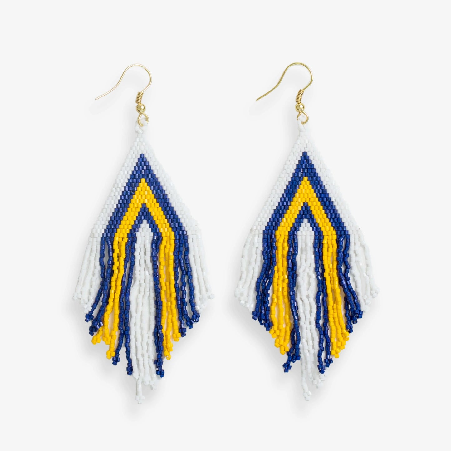 Haley Game Day Stacked Triangle Beaded Fringe Earrings