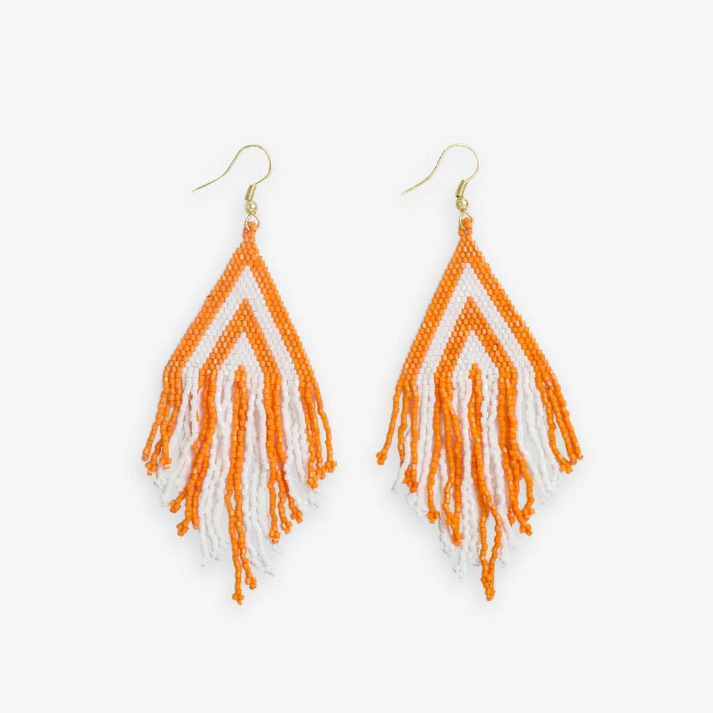 Haley Game Day Stacked Triangle Beaded Fringe Earrings