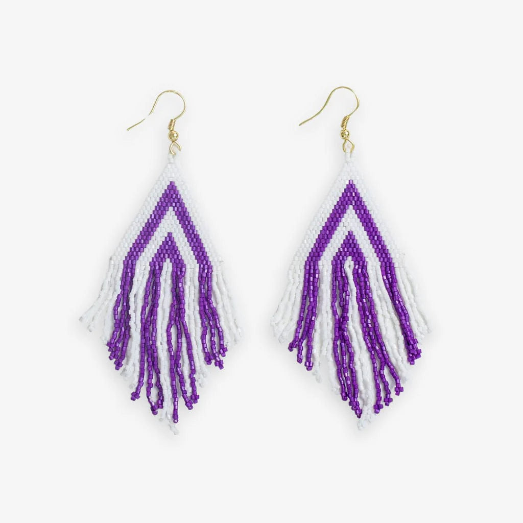 Haley Game Day Stacked Triangle Beaded Fringe Earrings