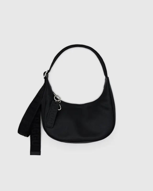 Baggu- Small Recycled Leather Crescent Bag Black