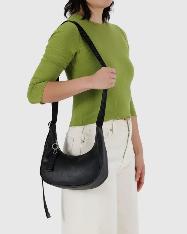 Baggu- Small Recycled Leather Crescent Bag Black