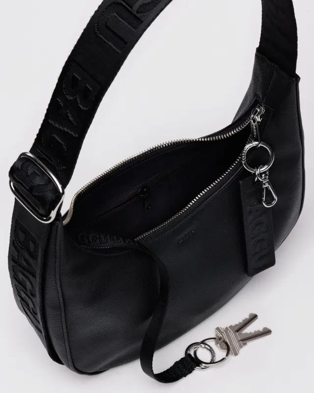 Baggu- Small Recycled Leather Crescent Bag Black