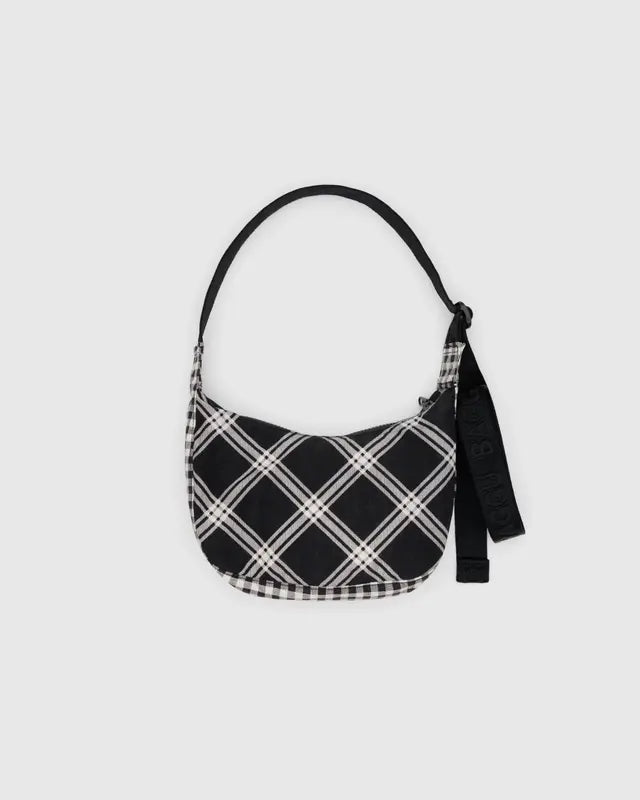 Small Nylon Crescent Bag Mixed Plaid