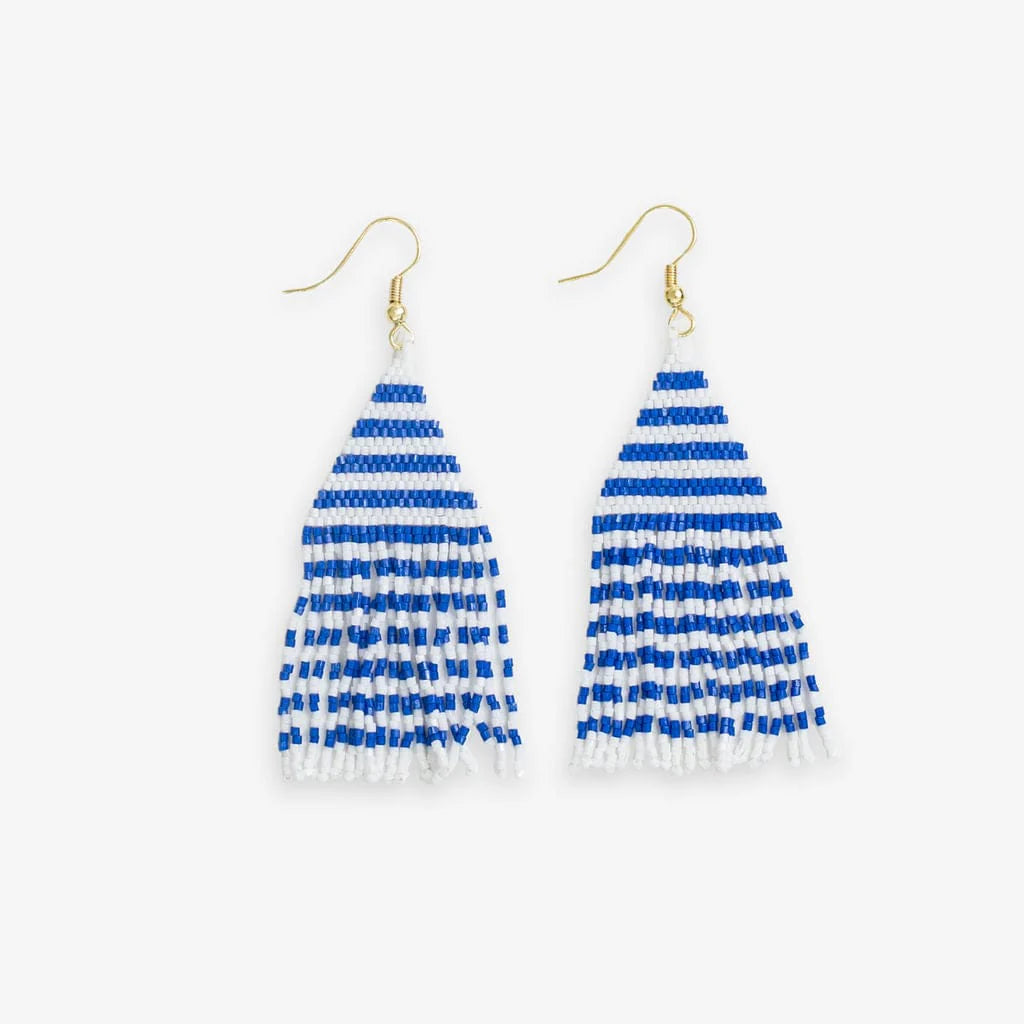 Lexie Game Day Stripes Beaded Fringe Earrings