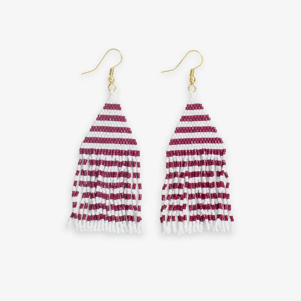 Lexie Game Day Stripes Beaded Fringe Earrings