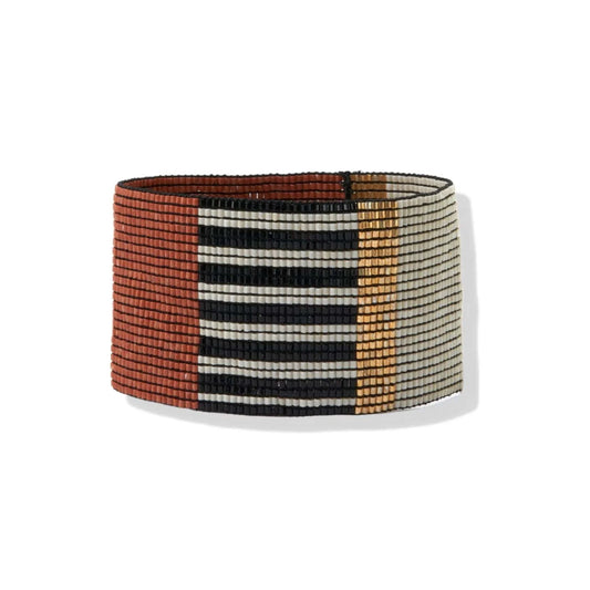 Brooklyn Color Block Stripe Stretch Bracelet Rust