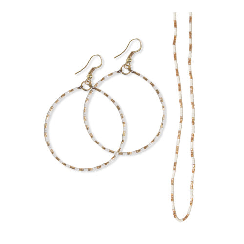Kelly Earrings + Everly Necklace Ivory/Gold Gift Set