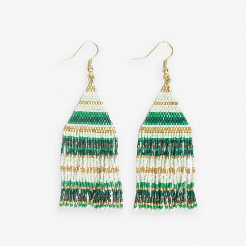 Lexie Game Day Stripes Beaded Fringe Earrings