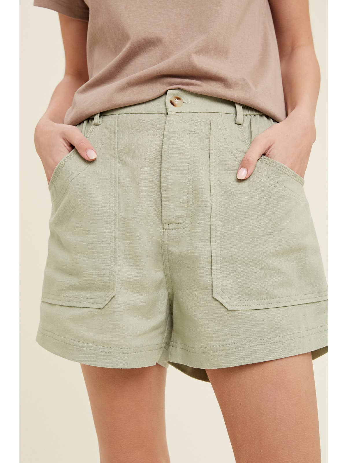 Linen Blend Cargo Shorts