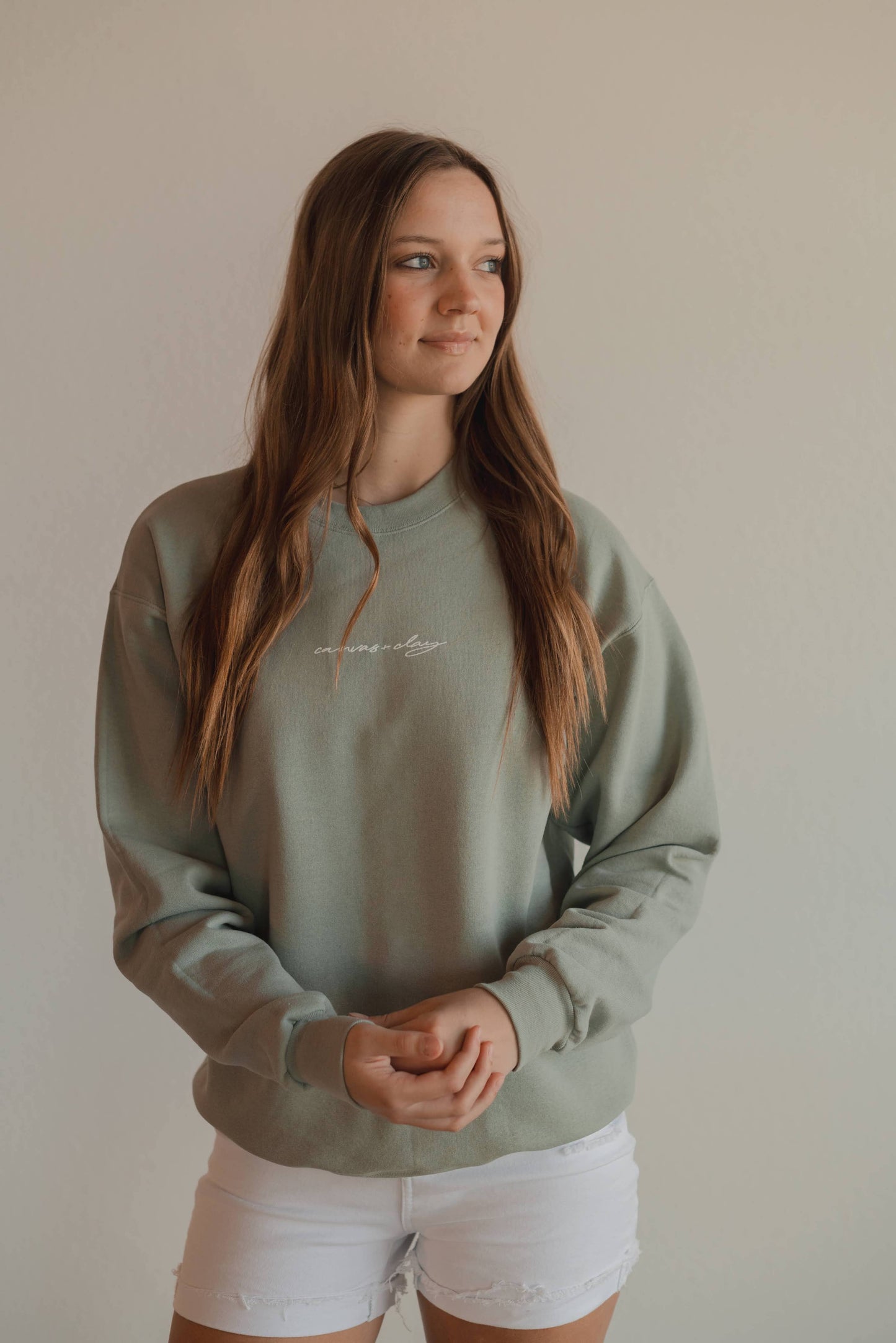 Canvas + Clay Pullover- Light Sage
