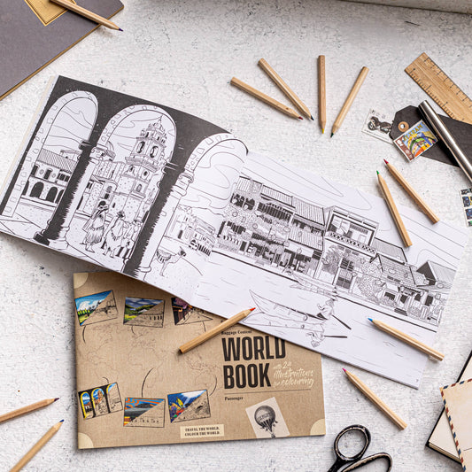 Recycled Paper World Travel Coloring Book