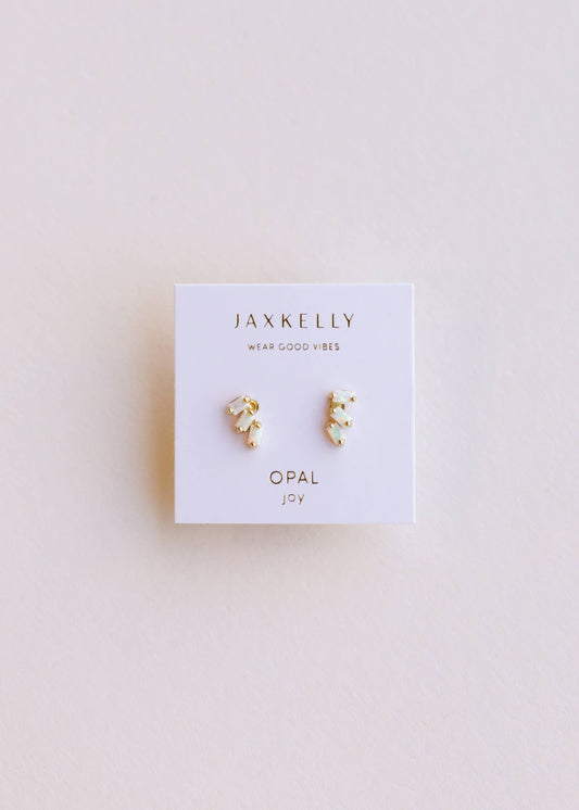 Offset White Opal Trio Earring