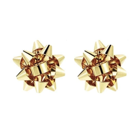 Gold Christmas Present Bow Earrings