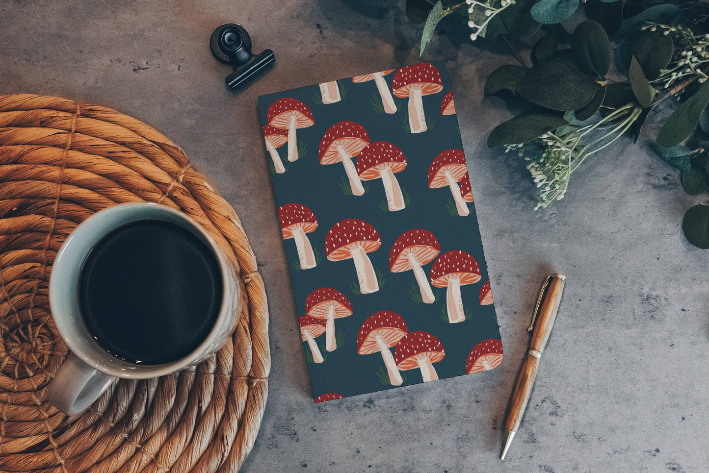 Navy Mushrooms Layflat Notebook