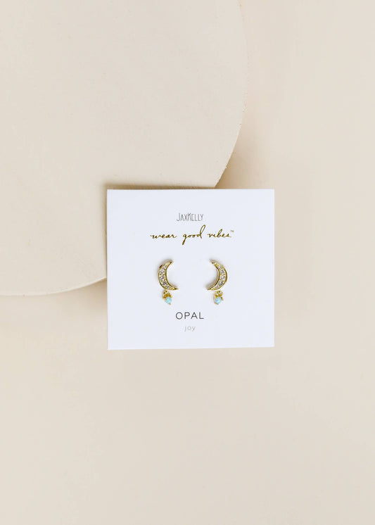 Moon Drop Opal Earring
